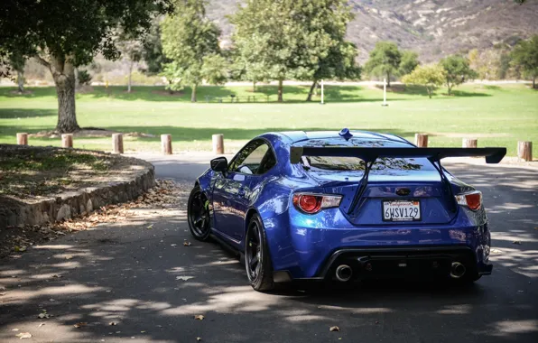 Картинка Subaru, спорткар, синяя, вид сзади, blue, субару, brz, брз