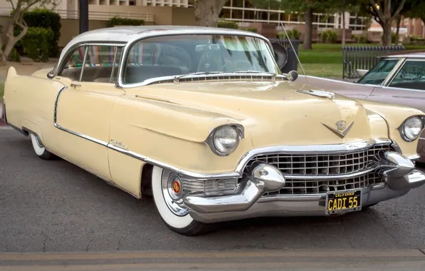 Картинка ретро, Cadillac, классика, 1955, Coupe DeVille