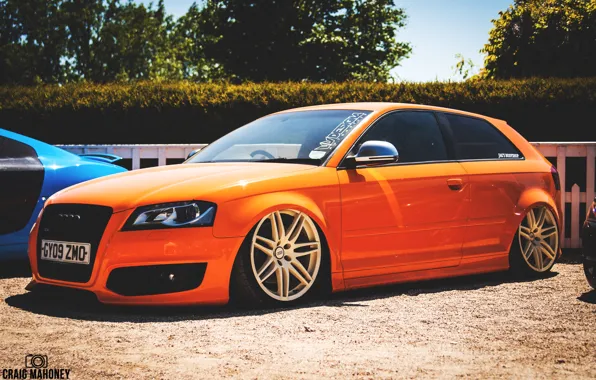 Картинка Audi, оранжевая, stance