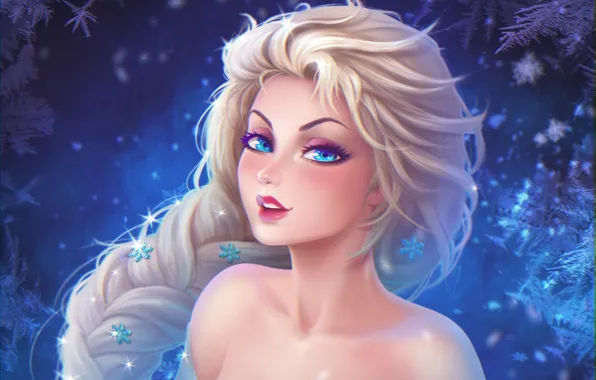 Картинка девушка, арт, frozen, Elsa, prywinko