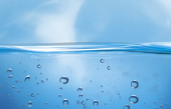 Картинка вода, капли, пузыри, голубой, капля, минимализм, пузырь