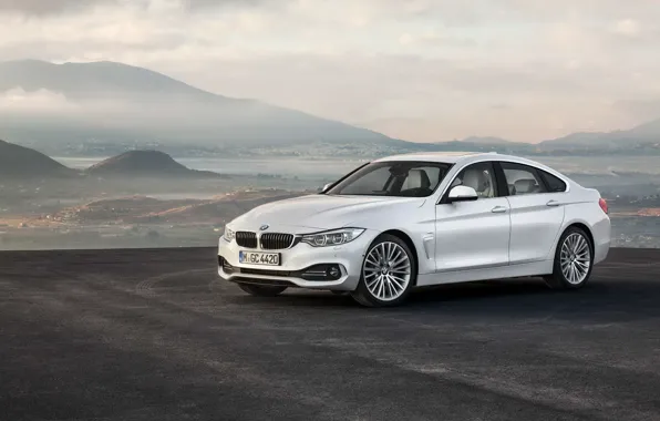 Картинка белый, горы, BMW, Gran Coupe, 2014, 4 Series