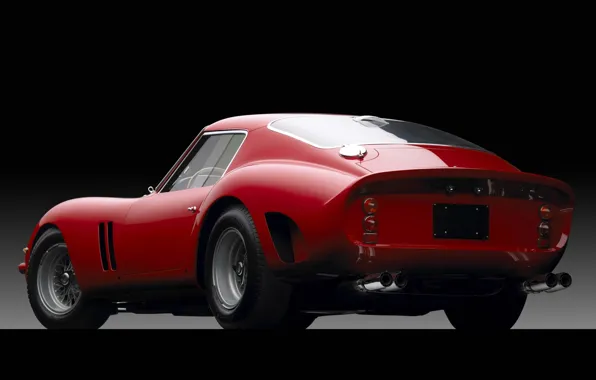 Картинка красный, Феррари, Ferrari, суперкар, полумрак, классика, вид сзади, GTO, красивая машина, 1962, ГТО, 250