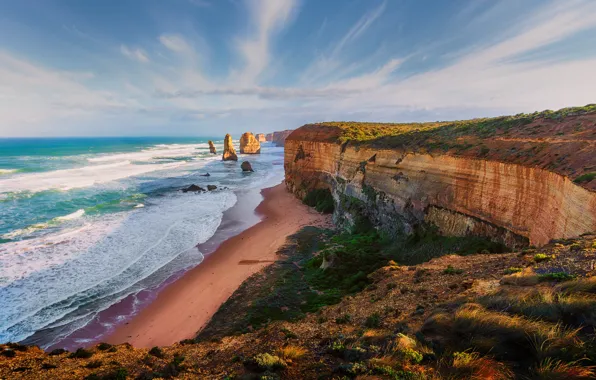 Картинка море, небо, скалы, берег, Австралия