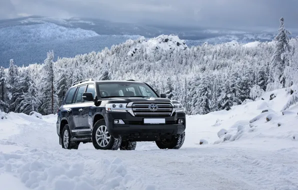 Картинка зима, снег, горы, Toyota, Land, 200, Cruiser