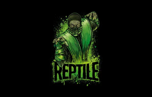 Картинка зеленый, боец, ниндзя, art, Mortal Kombat, Reptile