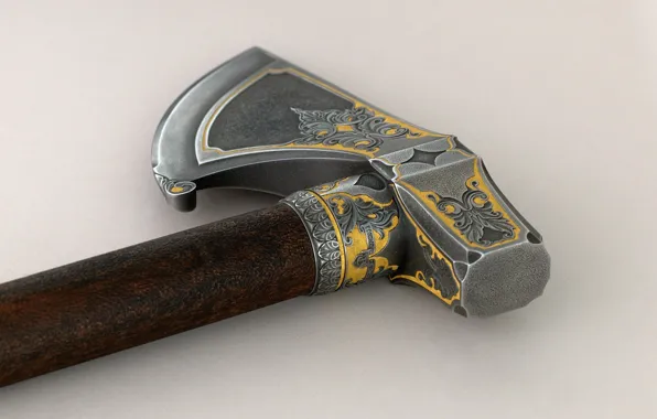Картинка axe, metal, gun, weapon, wood, blade, medieval weapon, handmade, wrought metal, antique weapon