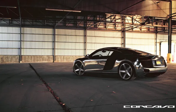 Картинка Audi, Chrome, корма, CW-5, Concavo Wheels, Matte Black Machined Face