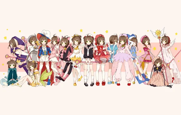 Картинка карты, одежда, Сакура, позы, Cardcaptor Sakura