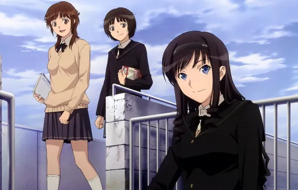 Картинка sky, blue, anime, schoolgirls, amagami ss