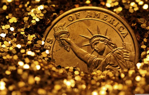Картинка gold, Statue of Liberty, currency