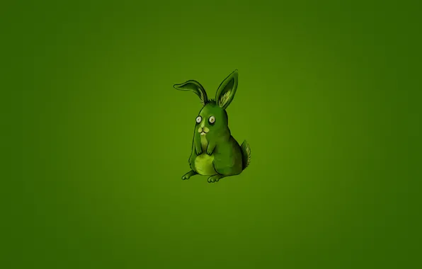 Картинка животное, green, заяц, минимализм, кролик, зеленый фон, rabbit