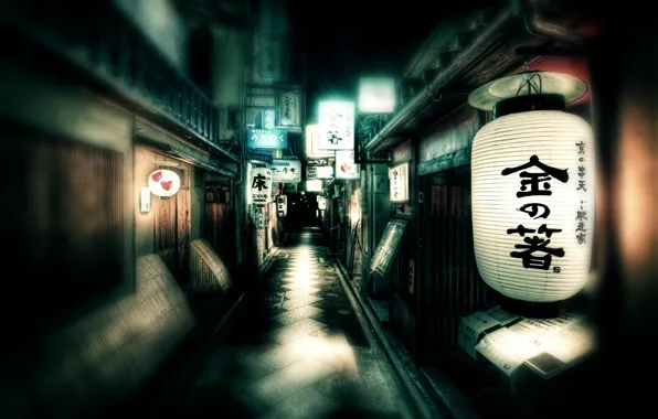 Картинка фонарь, Китай, ресторан, переулок, иероглиф