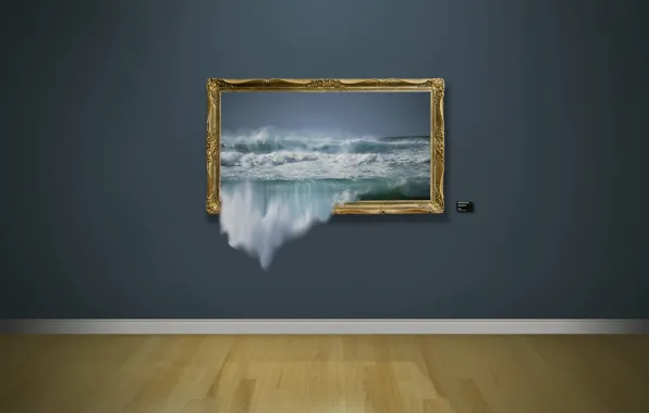 Картинка волны, стена, картина