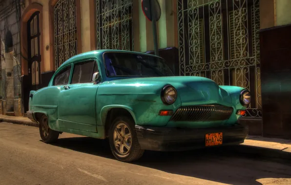 Картинка ретро, улица, автомобиль, Куба, Гавана