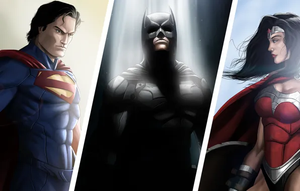 Картинка Wonder Woman, Superheroes, Batman, Superman, DC Comics, Trinity.
