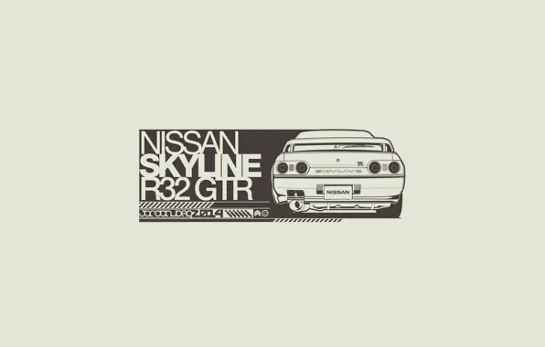 Картинка Рисунок, Ниссан, Nissan, GT-R, Арт, R32, Skyline, Скайлайн, JDM, ГТР
