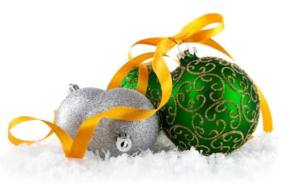 Картинка украшения, шары, Новый Год, Christmas, balls, snow, New Year, decoration