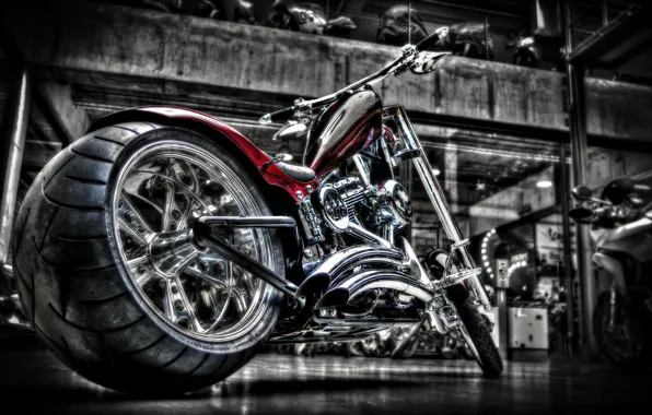 Картинка мотоцикл, хром, bike, кастом, custom, harley