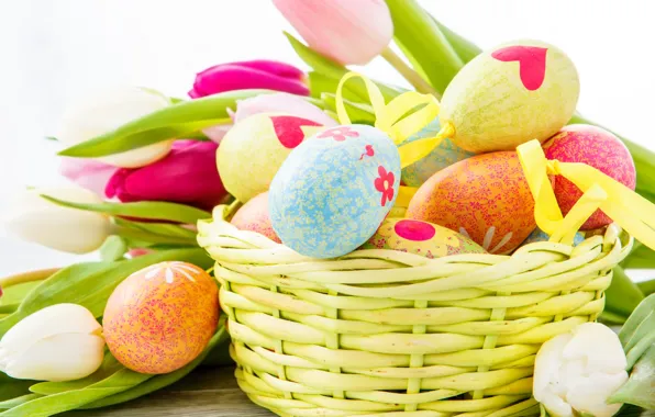 Картинка цветы, яйца, пасха, тюльпаны, Easter