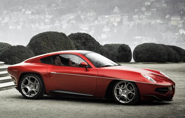 Картинка красный, Alfa Romeo, автомобиль, вид сбоку, красивый, Touring, Disco Volante