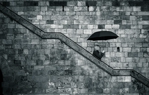 Картинка woman, umbrella, rainy