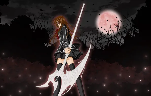 Картинка девушка, луна, аниме, Vampire Knight, рыцарь-вампир, yuki, юки