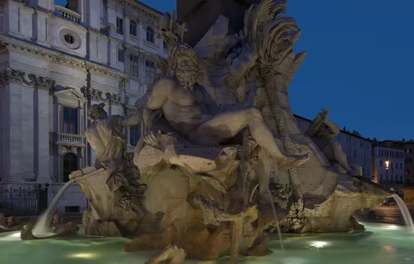 Картинка Рим, Италия, фонтан Четырех Рек, пьяцца Навона