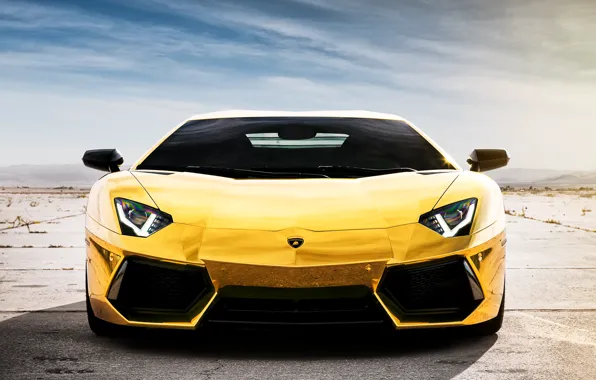 Картинка отражение, Lamborghini, Ламборджини, Ламборгини, LP700-4, Aventador, Авентадор, LB834, золотистый хром, Project AU79, Chrome gold