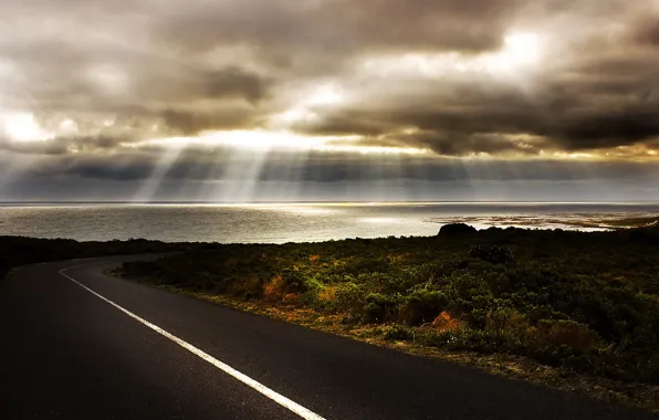 Картинка дорога, море, свет