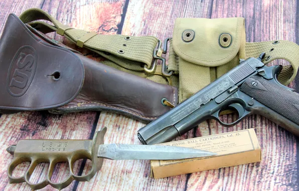 Картинка пистолет, оружие, нож, модели, кобура, M1911, самозарядный, Remington, окопный, «U.S.1918 mark I»