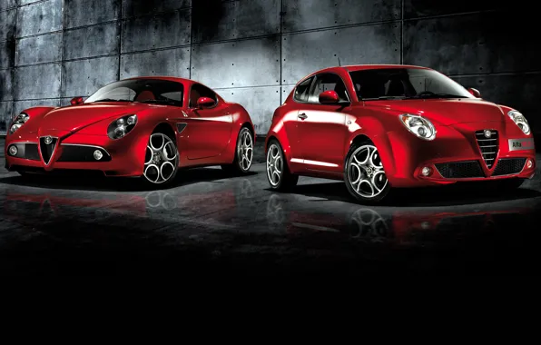 Картинка red, auto, mixed, Alfa romeo