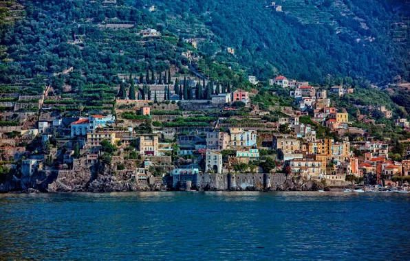 Картинка здания, Италия, панорама, Italy, Amalfi Coast, Gulf of Salerno, Амальфитанское побережье, Салернский залив