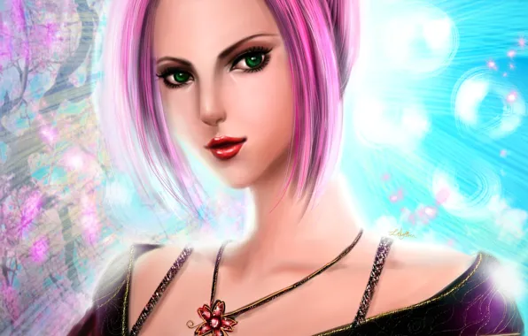 Картинка девушка, лицо, арт, кулон, розовые волосы, Haruno Sakura, NARUTO, Lilyzou