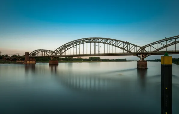 Картинка небо, мост, река, опора