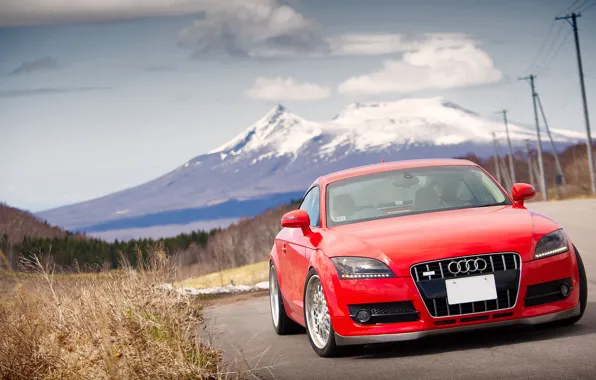 Картинка горы, Audi, ауди, red, красная, tuning