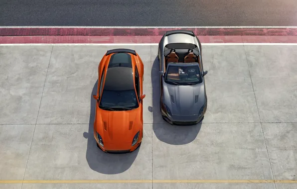 Картинка Jaguar, Авто, Кабриолет, Серый, Оранжевый, Convertible, 2016, F-Type SVR