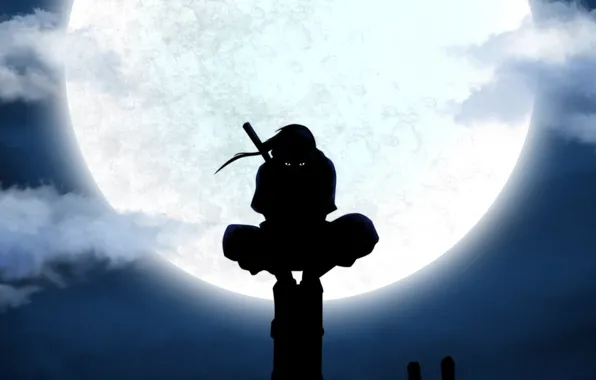 Картинка ночь, луна, Наруто, Naruto, Итачи