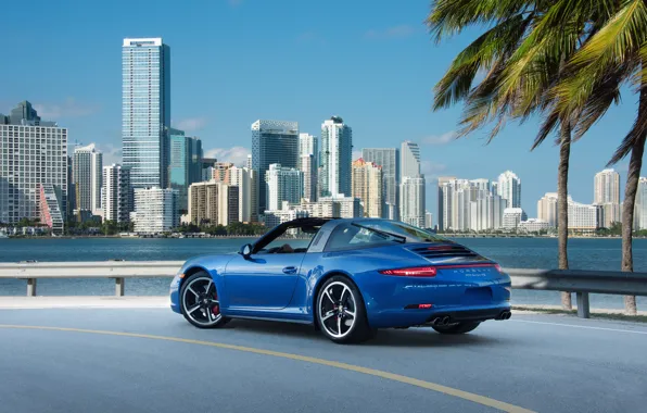 Картинка 911, Porsche, порше, синяя, тарга, Targa 4S