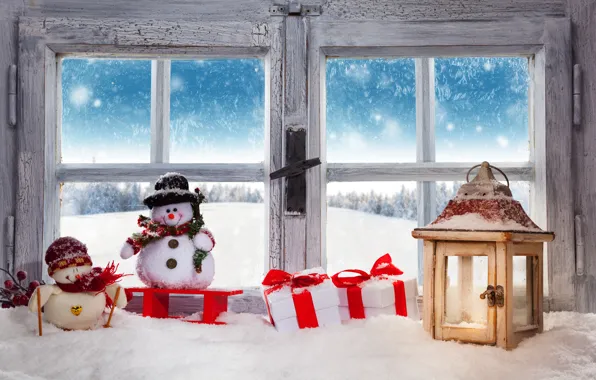 Картинка Christmas, winter, snow, snowman, decoration