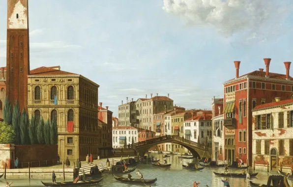 Картинка Венеция, канал, гондолы, Canaletto