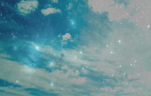 Картинка небо, звезды, облака, природа, sky, nature, 1920x1200, clouds, stars
