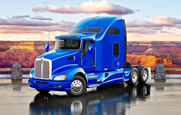 Картинка дорога, Грузовик, каньон, blue, Truck, Тягач, Kenworth, Kenworth T660, American truck, T660