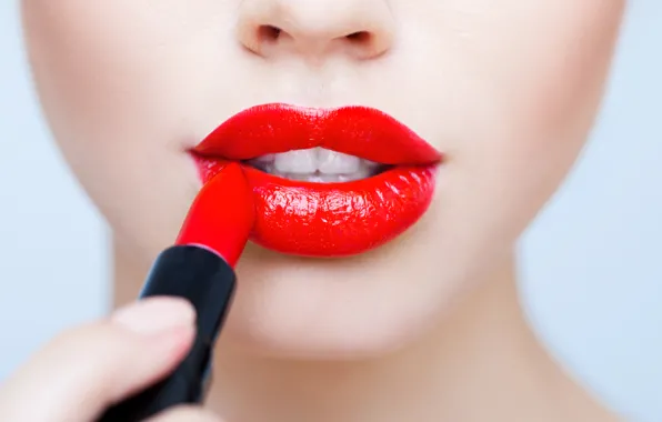 Картинка red, woman, lips, glitter