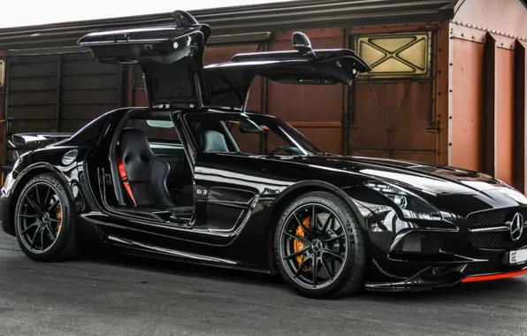 Картинка Машина, Обои, supercar, Mercedes SLS AMG black