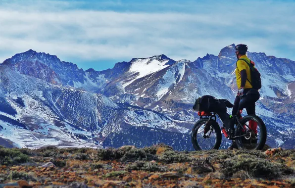 Картинка горы, природа, спортсмен, велосипедист, mountain bike