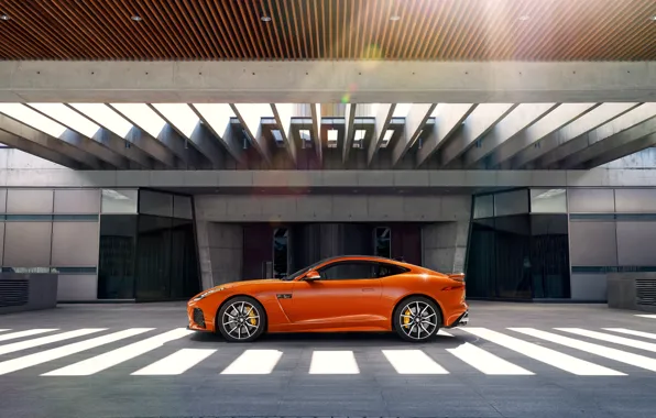 Картинка оранжевый, купе, Jaguar, ягуар, Coupe, F-Type