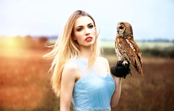 Картинка девушка, сова, Inese Stoner, My magic owl
