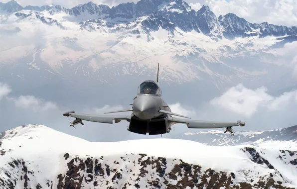 Картинка горы, истребитель, полёт, многоцелевой, Eurofighter Typhoon
