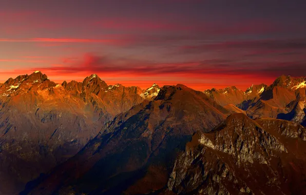 Картинка горы, вершина, Италия, зарево